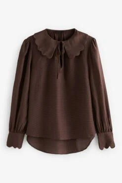 Next Langarmbluse Langärmlige Bluse Mit Muschelkragen (1-tlg)